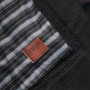 NWT Dixxon Black Serape Striped Flannel & Sherpa Reversible Blanket (60" x 72")